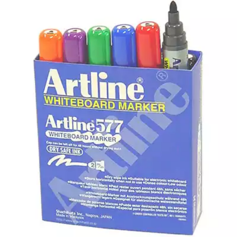 Picture of ARTLINE 577 WHITEBOARD MARKER BULLET 3MM ASSORTED BOX 12