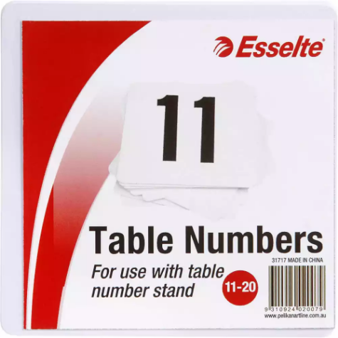 Picture of ESSELTE TABLE NUMBERS 11-20 100MM WHITE PACK 10