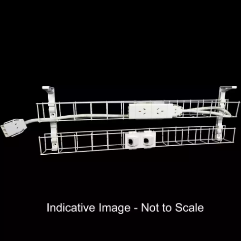 Picture of RAPIDLINE DUAL TIER CABLE BASKET 1250MM / GPO X 2 / DATA TILES X 2 / LEAD LENGTH 2M