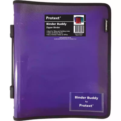 Picture of PROTEXT BINDER BUDDY WITH ZIPPER 3 RING WITH HANDLE 25MM PURPLE