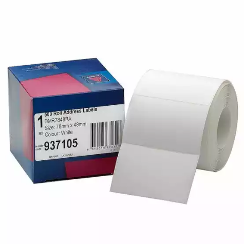 Picture of AVERY 937105 ADDRESS LABEL 78 X 48MM ROLL WHITE BOX 500