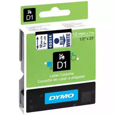 Picture of DYMO 45014 D1 LABELLING TAPE 12MM X 7M BLUE ON WHITE