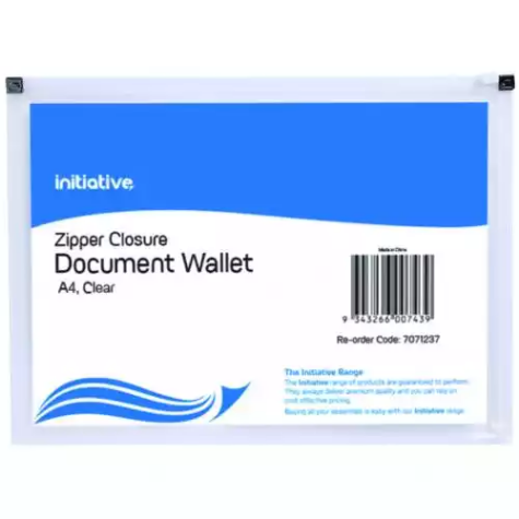 Picture of INITIATIVE DOCUMENT WALLET WITH ZIPPER A4 CLEAR