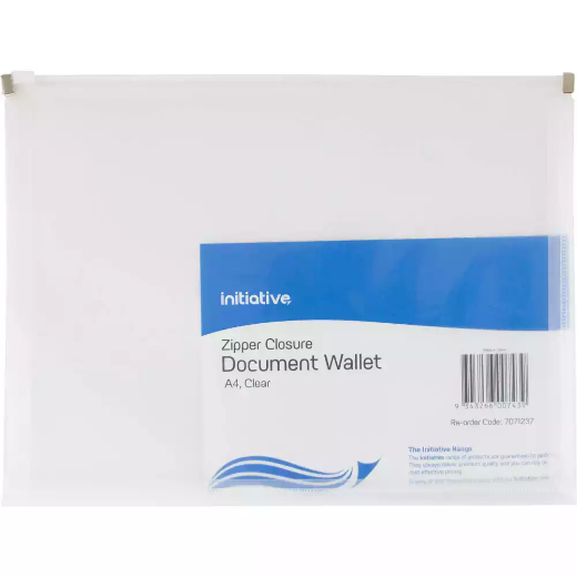 Picture of INITIATIVE DOCUMENT WALLET WITH ZIPPER A4 CLEAR