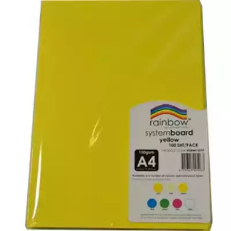 Picture of RAINBOW SYSTEM BOARD 150GSM A4 YELLOW PACK 100