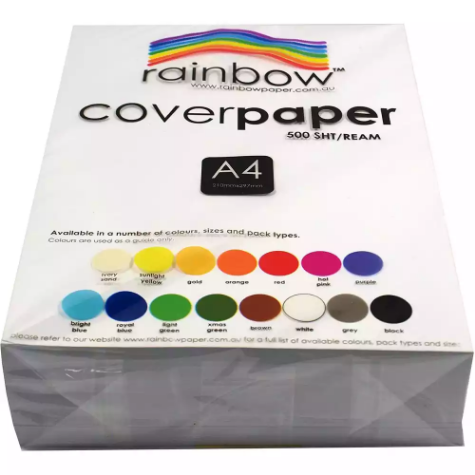 Picture of RAINBOW COVER PAPER 125GSM A4 WHITE PACK 500