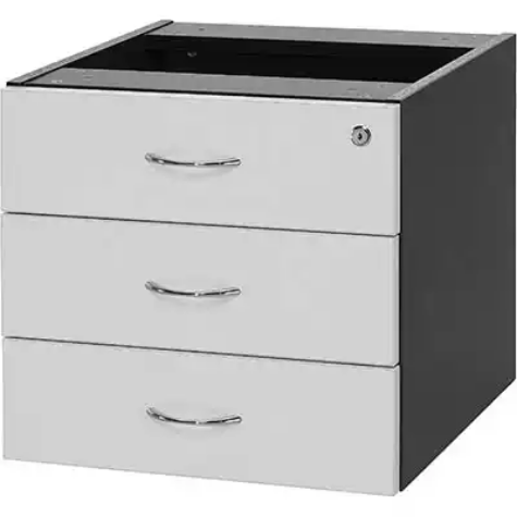 Picture of OXLEY FIXED DESK PEDESTAL 3-DRAWER LOCKABLE 450 X 476 X 470MM WHITE/IRONSTONE