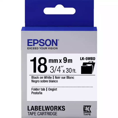 Picture of EPSON LABELWORKS LK TAPE 18MM X 9M BLACK ON WHITE