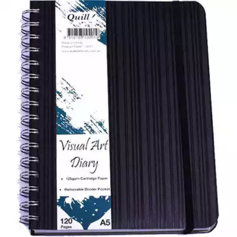 Picture of QUILL VISUAL ART DIARY 125GSM 120 PAGE A5 PP BLACK