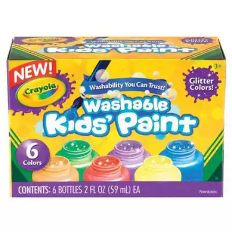 Picture of CRAYOLA WASHABLE KIDS PAINTS 59ML GLITTER ASSORTED PACK 6