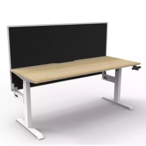 Picture of RAPIDLINE BOOST CRANK SINGLE SIDED WORKSTATION WITH SCREEN 1800 X 750 X 705MM NATURAL OAK TOP AND WHITE SATIN FRAME