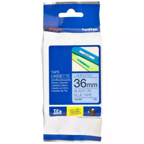 Picture of BROTHER TZE-561 LAMINATED LABELLING TAPE 36MM BLACK ON BLUE