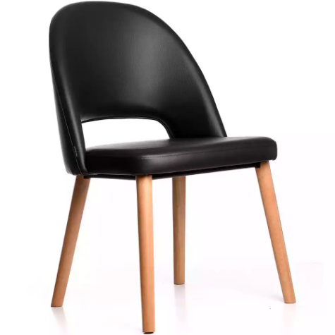 Picture of DURAFURN SEMIFREDDO CHAIR TROJAN OAK LEGS BLACK VINYL SEAT