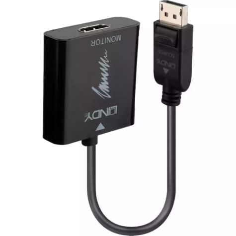 Picture of LINDY 41068 ADAPTER CONVERTER DISPLAYPORT 1.2 TO HDMI 2.0 18G ACTIVE 150MM BLACK