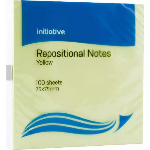 Picture of INITIATIVE REPOSITIONAL NOTES 75 X 75MM YELLOW PACK 12