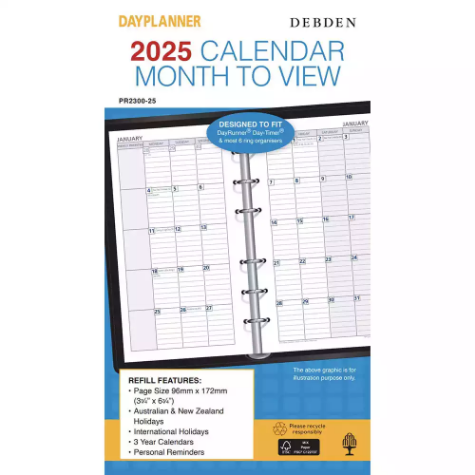 Picture of DEBDEN DAYPLANNER PR2300 PERSONAL EDITION REFILL MONTH TO VIEW