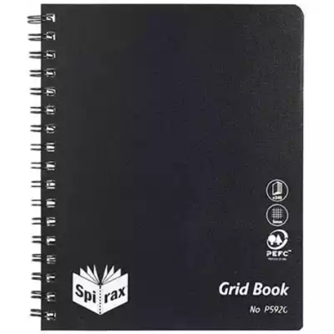 Picture of SPIRAX P592G PP GRID BOOK 5MM GRID 240 PAGE 222 X 178MM BLACK