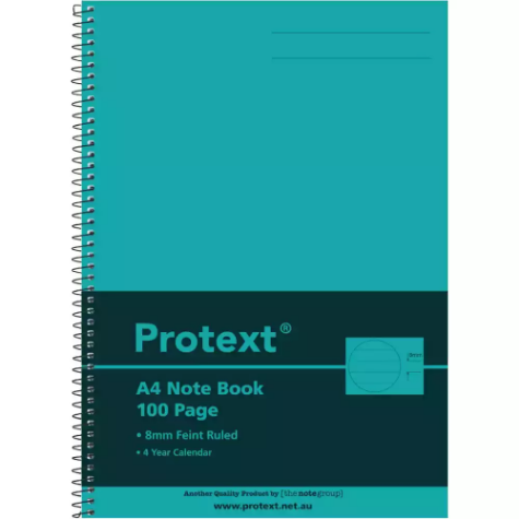 Picture of PROTEXT NOTE BOOK 8MM FEINT RULED 55GSM 100 PAGE A4 AQUA