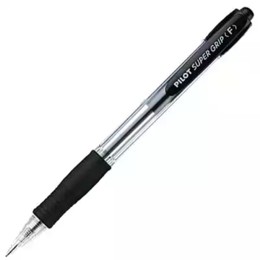 Picture of PILOT SUPER GRIP RETRACTABLE BALLPOINT PEN FINE 0.7MM BLACK