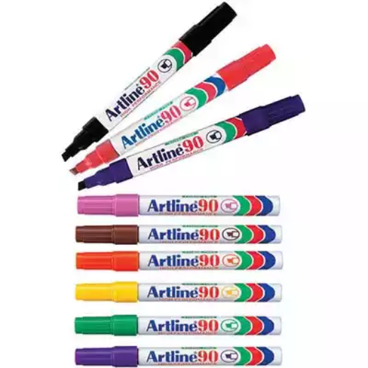 Picture of ARTLINE 90 PERMANENT MARKER CHISEL 2-5MM ASSORTED PACK 12