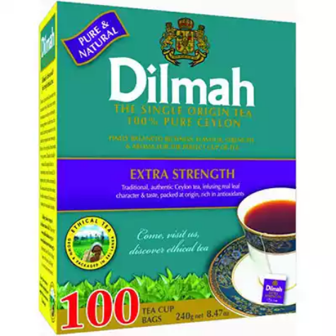 Picture of DILMAH EXTRA STRENGTH STRING AND TAG TEA BAGS BOX 100