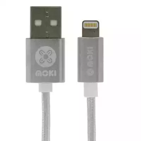 Picture of MOKI SYNCHARGE BRAIDED CABLE USB-A TO LIGHTNING 900MM SILVER