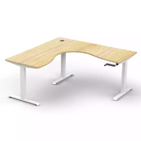 Picture of RAPIDLINE BOOST CRANK CORNER WORKSTATION 1500 X 1500 X 750MM NATURAL OAK TOP AND WHITE SATIN FRAME