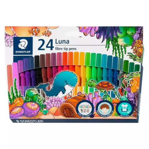 Picture of STAEDTLER LUNA PEN FIBRE TIP 1.0MM ASSORTED COLOURS PACK 24