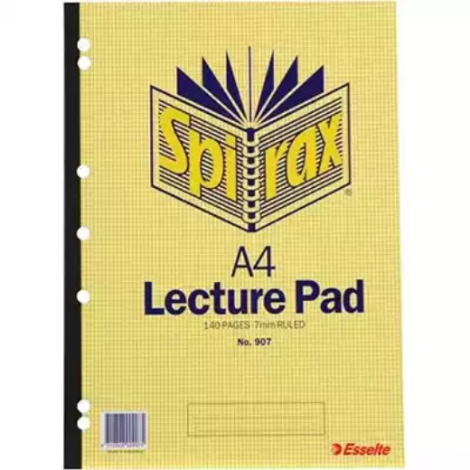 Picture of SPIRAX 907 LECTURE BOOK 7MM RULED 7 HOLE PUNCHED SIDE OPEN GLUE BOUND 140 PAGE A4