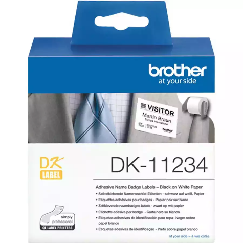 Picture of BROTHER DK-11234 ADHESIVE NAME BADGE LABELS 60 X 86MM WHITE ROLL 260