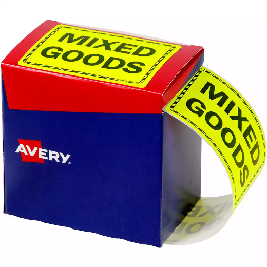 Picture of AVERY 932614 MESSAGE LABEL MIXED GOODS 125 X 75MM FLUORO YELLOW PACK 750