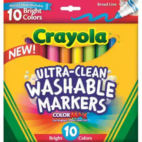 Picture of CRAYOLA ULTRA-CLEAN WASHABLE MARKERS BROAD BRIGHT COLORS PACK 10