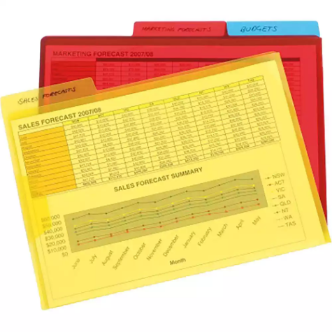 Picture of MARBIG LETTER FILE WITH SECURE FLAP AND TAB A4 CLEAR PACK 3
