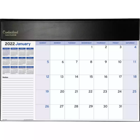 Picture of CUMBERLAND 2022 TABLE PLANNER MONTH TO VIEW 380 X 510MM BLACK