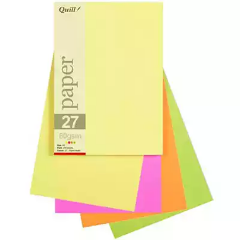 Picture of QUILL COLOURED A5 COPY PAPER 80GSM FLUORO ASSORTED PACK 250 SHEETS