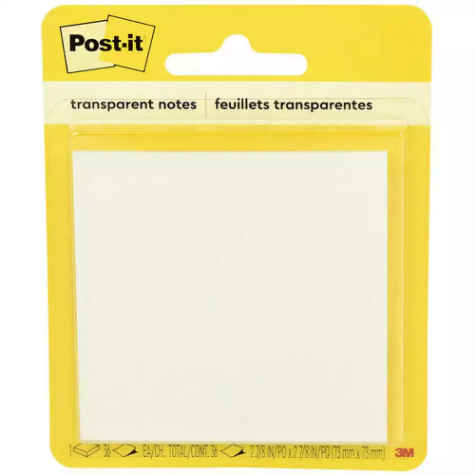 Picture of POST-IT 600-TRSPT SUPER STICKY NOTES 73 X 76MM TRANSPARENT 36 SHEETS