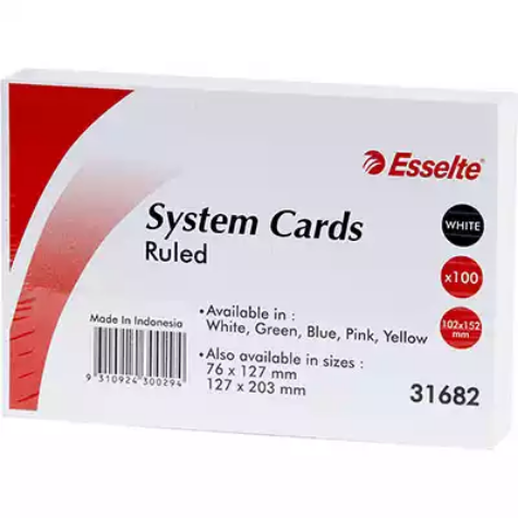 Picture of ESSELTE RULED SYSTEM CARDS 102 X 152MM WHITE PACK 100