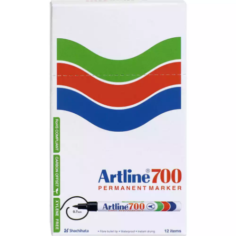 Picture of ARTLINE 700 PERMANENT MARKER BULLET 0.7MM ASSORTED BOX 12