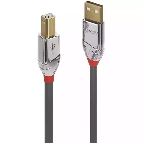 Picture of LINDY 36640 CROMO LINE USB-A TO USB-B 2.0 CABLE 0.5M GREY