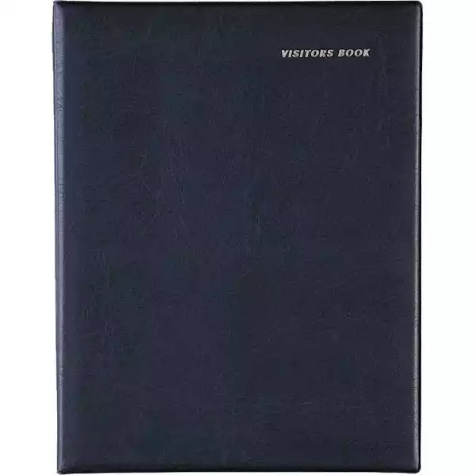 Picture of COLLINS VISITORS BOOK SHORT WIRO BOUND A4 64 LEAF PVC A4 BLACK