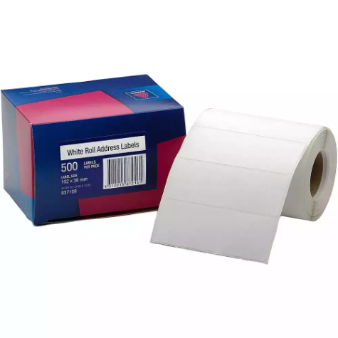 Picture of AVERY 937109 ADDRESS LABEL 102 X 36MM ROLL WHITE BOX 500