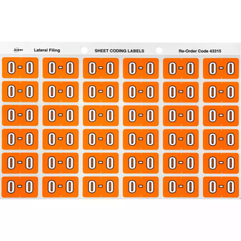 Picture of AVERY 43315 LATERAL FILE LABEL SIDE TAB COLOUR CODE O 25 X 38MM ORANGE PACK 180