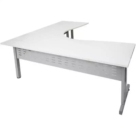 Picture of RAPID SPAN C LEG CORNER WORKSTATION WITH METAL MODESTY PANEL 1800 X 1800 X 700MM NATURAL WHITE/SILVER