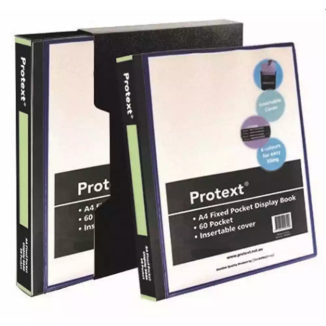 Picture of PROTEXT DISPLAY BOOK NON-REFILLABLE INSERT COVER 60 POCKET A4 BLACK