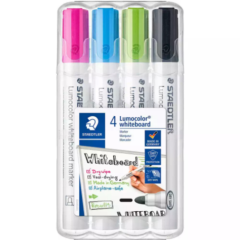 Picture of STAEDTLER 351 LUMOCOLOR WHITEBOARD MARKER BULLET ASSORTED BRIGHT WALLET 4