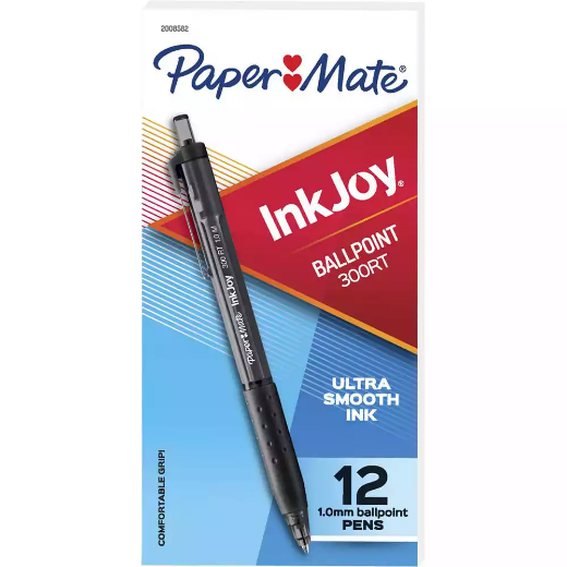 Picture of PAPERMATE INKJOY 300 RETRACTABLE BALLPOINT PEN 1.0MM BLACK BOX 12