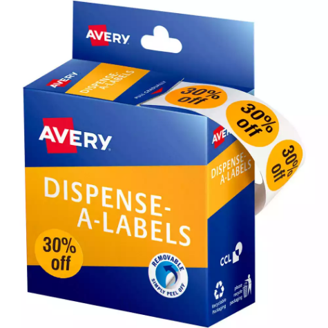 Picture of AVERY 937316 MESSAGE LABELS 30% OFF 24MM ORANGE PACK 500