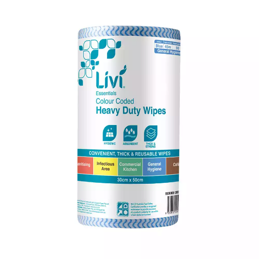 Picture of LIVI ESSENTIALS COMMERCIAL WIPES BLUE CARTON 4