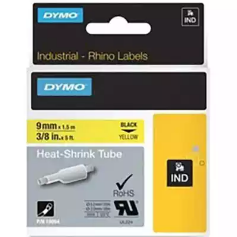 Picture of DYMO 18054 RHINO INDUSTRIAL HEAT SHRINK TUBING 9MM BLACK ON YELLOW