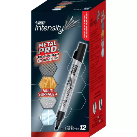 Picture of BIC INTENSITY METAL PRO PERMANENT MARKER CHISEL BLACK BOX 12